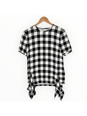 Victoria Victoria Beckham gingham checkered short sleeve blouse black and white